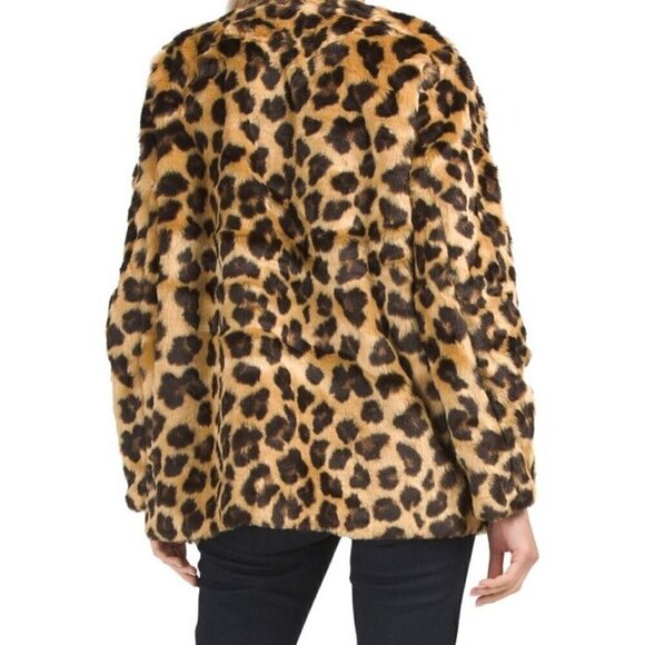 Band of Gypsies Leopard Print Faux Fur Jacket Coat Size Oversized S or M - Picture 4 of 12